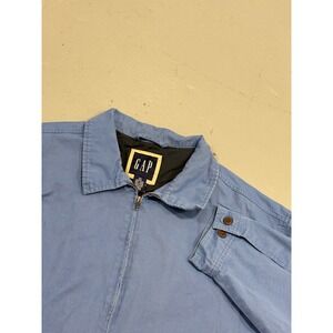 Vintage Gap Mens XXL Blue Cotton Canvas Harrington Jacket Style Full Zip Coat